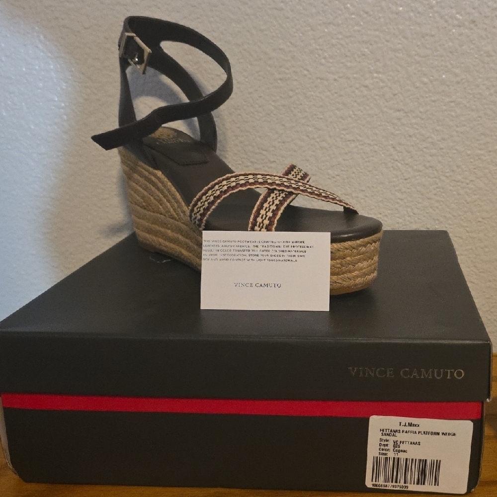 FREE SHIPPING!!! Vince Camuto Dark Chocolate and Tan Espadrille Sandals